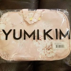 Pink floral makeup bag